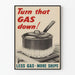 Vintage retro poster of a gas-saving kitchen
