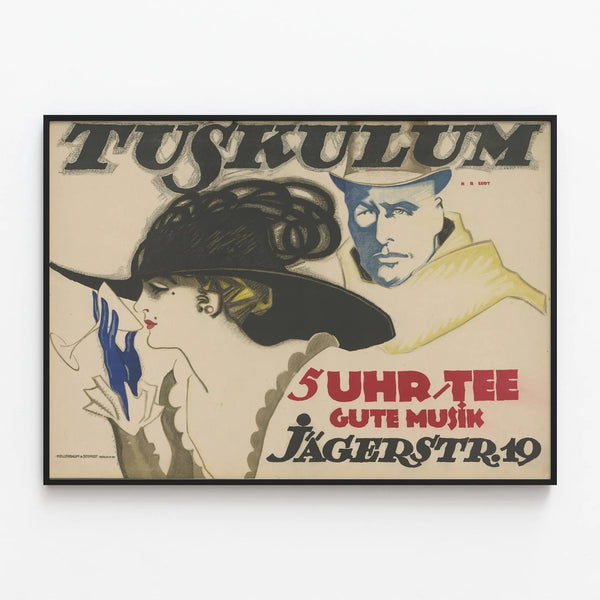 Vintage poster Tuskulum 5 o'clock tea elegant wall decoration — framed artwork on a wall