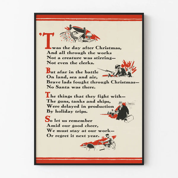 Vintage Poster 'Twas the Day After Christmas' - Retro Wall Decoration