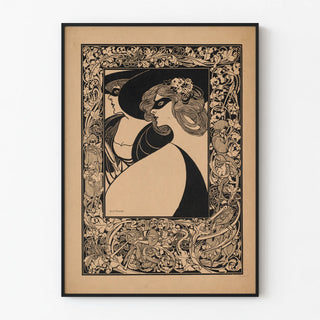 Art Nouveau Poster of Two Masked Women