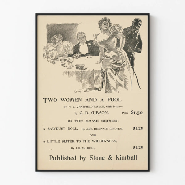 Vintage poster Two Women and a Fool by C.D. Gibson - Retro wall decoration