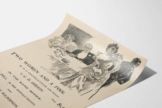 Vintage poster of Two Women and a Fool with black and white illustration