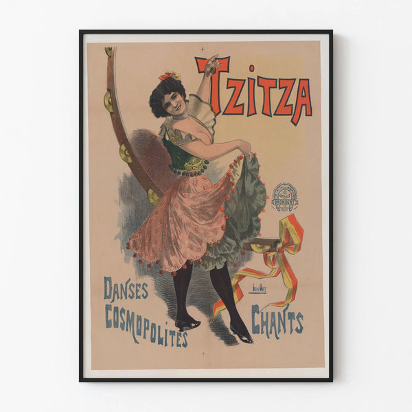Vintage poster Tzitza dance and cosmopolitan songs