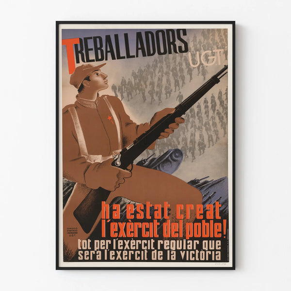 Vintage Wall Decoration UGT Propaganda Poster for the People's Army