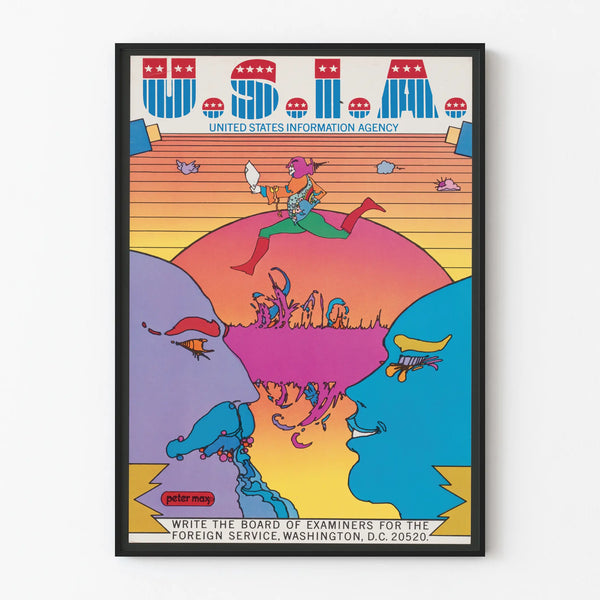 Vintage USIA Poster by Peter Max – American Psychedelic Wall Decoration