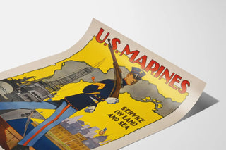 Vintage U.S. Marines Service Poster on Land and Sea