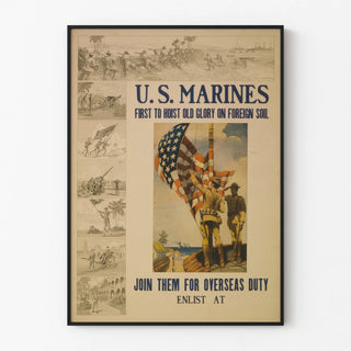 Vintage poster of U.S. Marines - Premier to raise the flag abroad