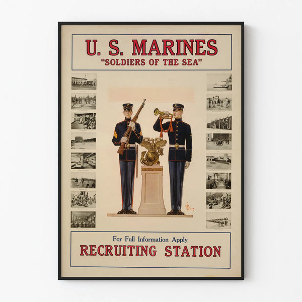 Vintage Wall Decoration Poster of U.S. Marines Soldiers of the Sea