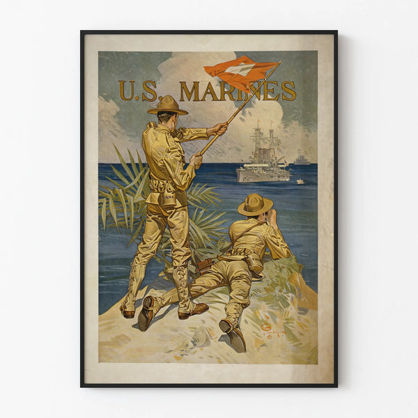 Vintage poster of U.S. Marines military wall decoration