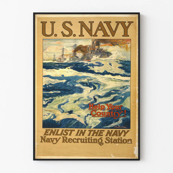 Vintage U.S. Navy recruitment poster - Help Your Country