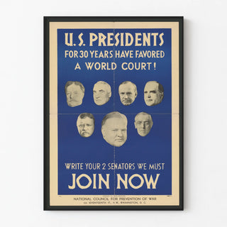Vintage poster on the commitment of American presidents to a World Court