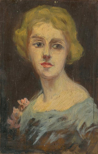Portrait of a woman in sky blue dress - Ludovit Pitthordt — artwork view