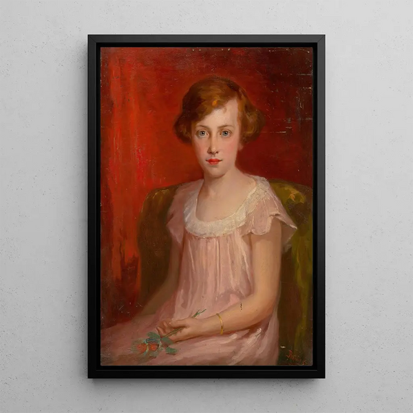 Girl sitting - Ludovit Pitthordt — framed artwork on a wall