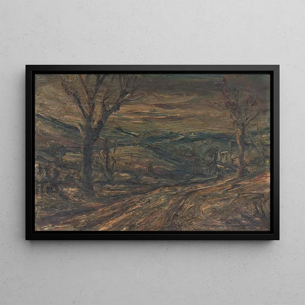 Landscape Painting with Trees - Ludovit Varga — framed artwork on a wall