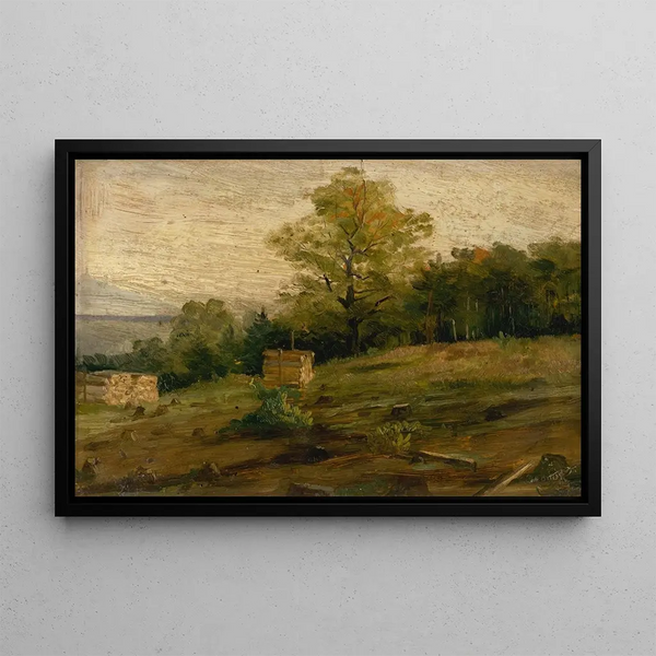 Landscape with Wooden Ropes - Ludovit Ordok — framed artwork on a wall
