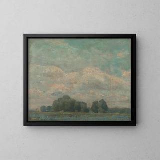 Prairie with dense trees - Ludovit Ordok — framed artwork on a wall