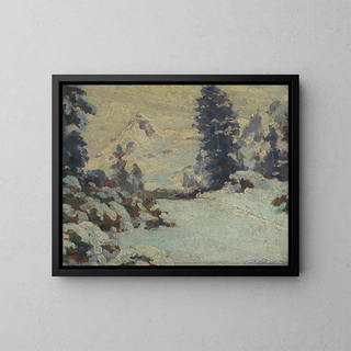 Winter Landscape Painting - Ludovit Ordok — framed artwork on a wall