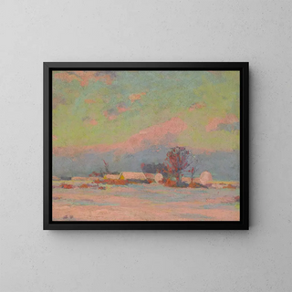 Winter Evening Painting - Ludovit Ordok — framed artwork on a wall