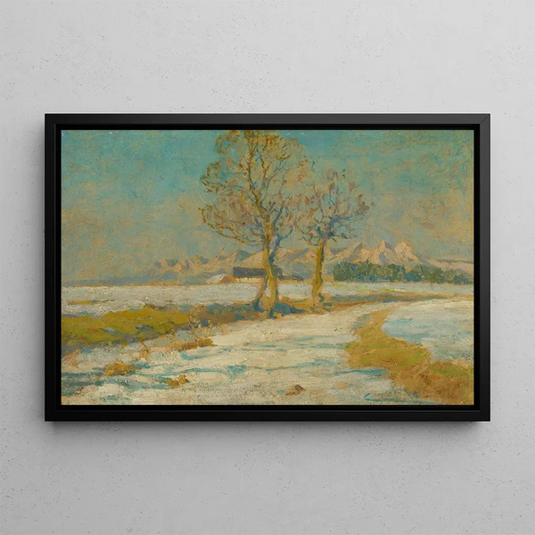 Winter Landscape Painting under the Tatras - Ludovit Ordok — framed artwork on a wall