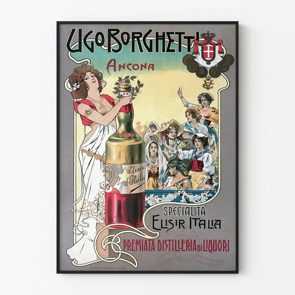 Vintage poster Ugo Borghetti Ancona for wall decoration