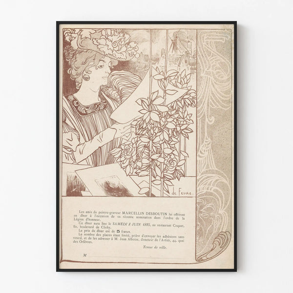 Vintage poster of a dinner in tribute to Marcellin Desboutin