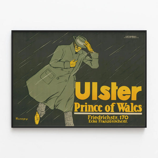 Vintage Ulster Prince of Wales Poster - Wall decoration poster of fashion and elegance — framed artwork on a wall