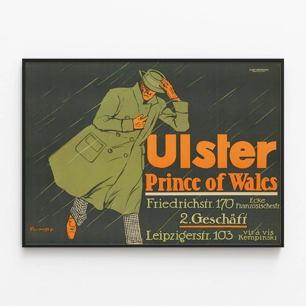 Vintage fashion poster Ulster Prince of Wales — framed artwork on a wall