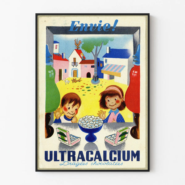 Vintage Ultracalcium chocolate-coated dragees poster