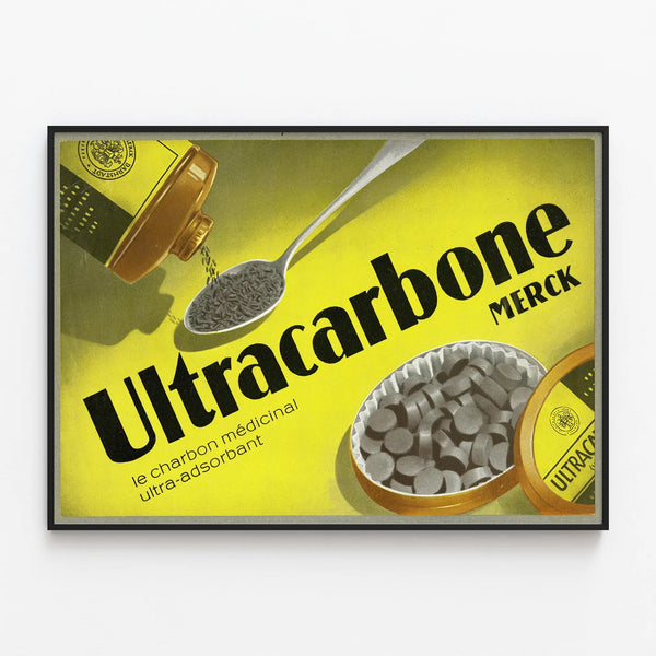 Vintage Ultracarbone Merck Poster - Retro Industrial Wall Decoration — framed artwork on a wall