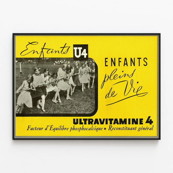 Vintage poster Ultraviamine 4 lively children — framed artwork on a wall