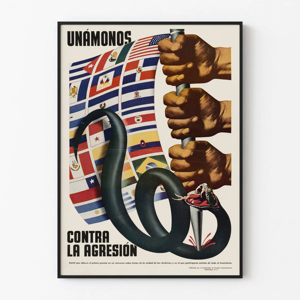 Poster United Against Aggression - Anti-colonialist Poster Americas