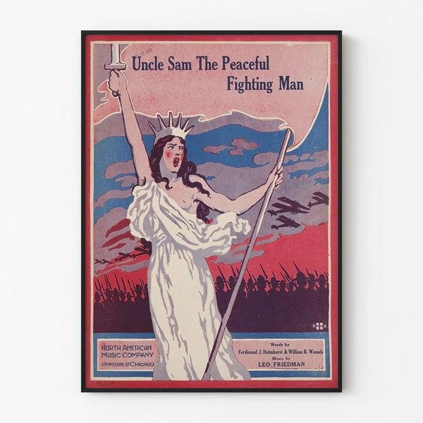 Vintage Poster Uncle Sam The Peaceful Fighting Man