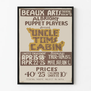 Vintage Poster for Uncle Tom's Cabin Theatre by Albright Puppet Players