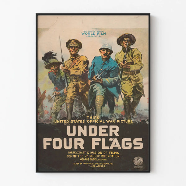 Vintage War Poster Under Four Flags Wall Decoration