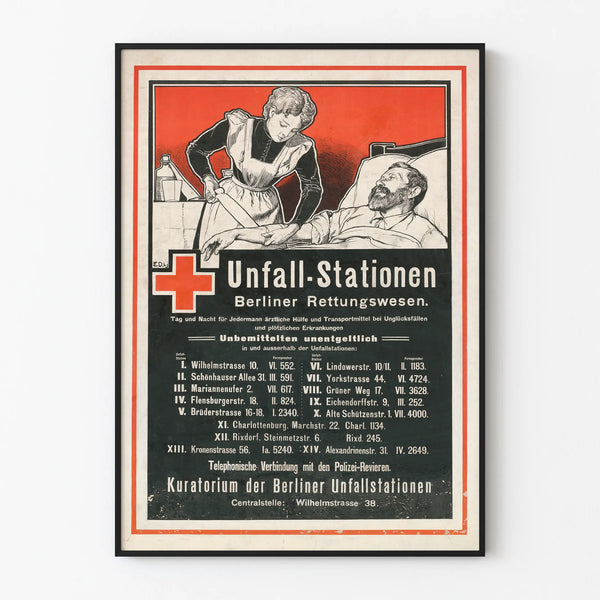 Vintage poster of Berlin medical rescue stations