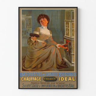 Vintage Poster of Rhenish Lignite Bricks - Ideal Union Heating