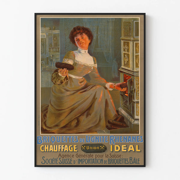 Vintage Poster of Rhenish Lignite Bricks - Ideal Union Heating