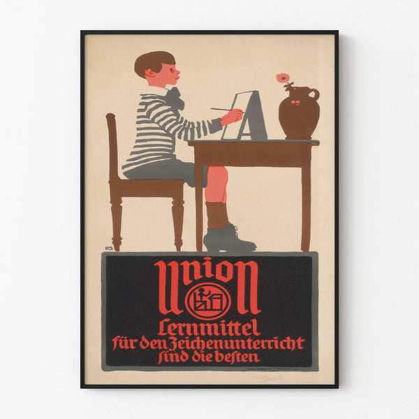 Vintage poster of Union drawing materials for art education