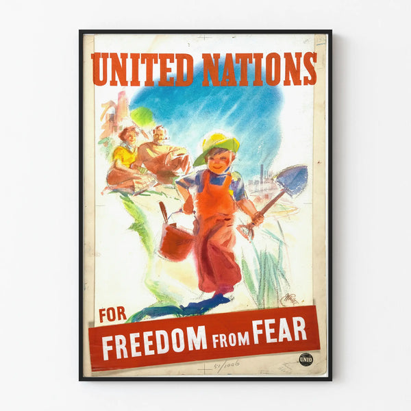 United Nations Poster Freedom from Fear vintage wall decoration