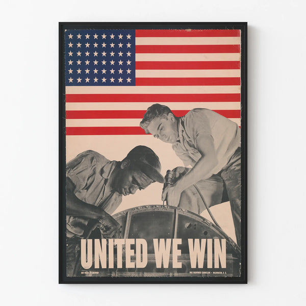 American Patriot Poster United We Win with Workers