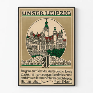 Vintage poster of Leipzig architecture and nature