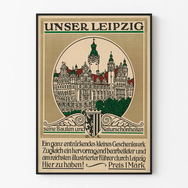 Vintage poster of Leipzig architecture and nature