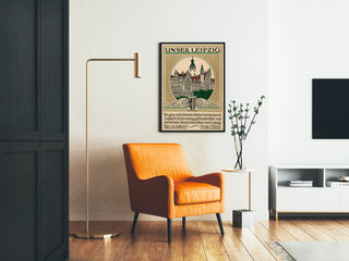 Vintage poster of Leipzig architecture and nature