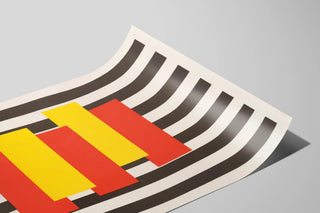 Decorative Poster Geometric Composition Red Yellow and Black Stripes — artwork view