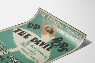 Vintage poster for the show 'Up Pops The Devil' at the Waterloo Theater