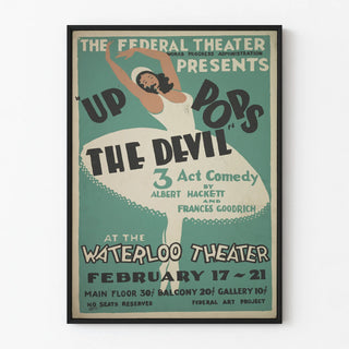 Vintage poster for the show 'Up Pops The Devil' at the Waterloo Theater