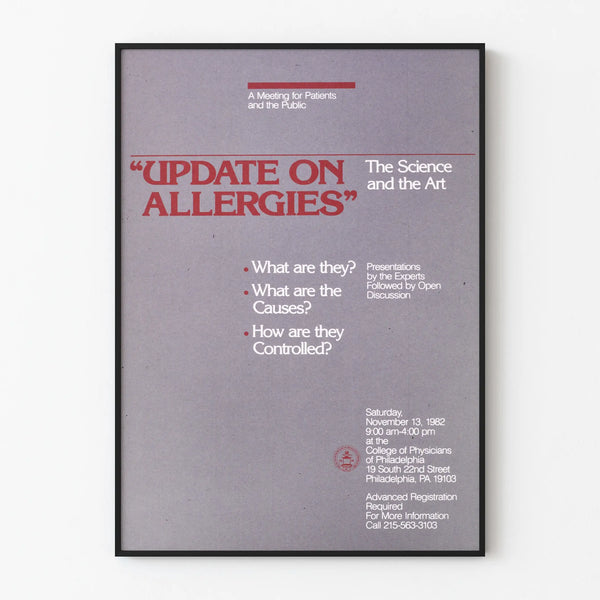 Vintage Poster 'Update on Allergies' - Scientific Wall Decoration