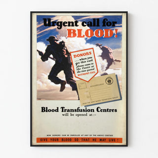 Vintage Poster Urgent Call for Blood Donation