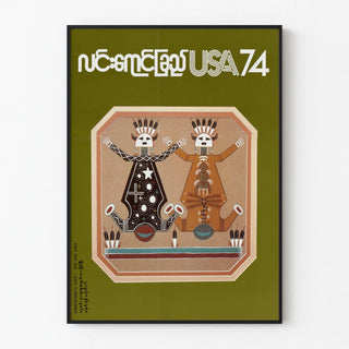 Decorative poster USA 74 with ethnic motifs by Lin Yaung Chi