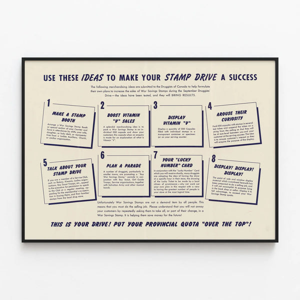 Vintage Poster Ideas for a Successful Stamp Selling Campaign — framed artwork on a wall